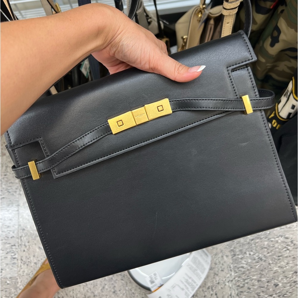 Saint Laurent Black Box Leather Small Manhattan Bag